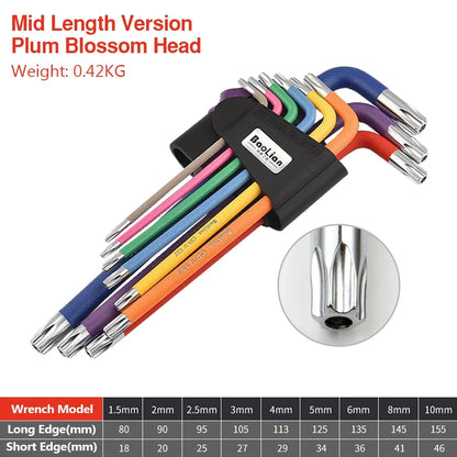 Allen Key Sets 9 PCS Hexagon Spanner Colorful Universal Hex Wrench Screwdrivers Six-Lens Ball Keys Hand Tools for Bicycle Repair