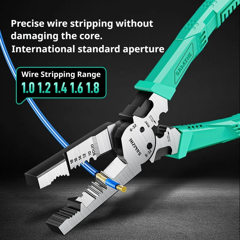 SAMZHE Multifunctional Pliers Wire Stripper Chrome Vanadium Steel Industrial Grade Wire Pliers Hardware Manual Tools
