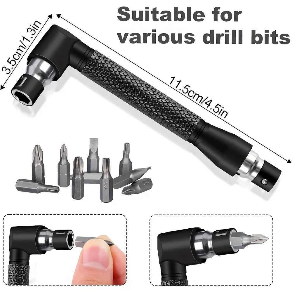 17pcs Flexible Drill Bit Extension, Include 3pcs Rotatable Socket Adapter 2pcs Hex Shank 105° Right Angle Drill Attachment 10 Sh