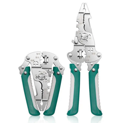 WEELEE Foldable wire stripper, pulley design multi-function electrician wire splitter wire winding crimping pliers hand tool