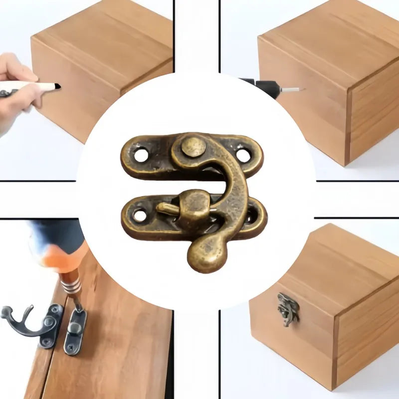 40PCS Retro Hook Latch Buckle Lock Reinforced Durable for Wooden Jewelry/Luggage Furniture Hardware Fastener