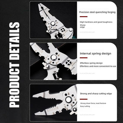 18 In1 Foldable Wire Stripper Multifunctional Plier With Crimper Cutter Shearing Screw Gripping For Electric Cable Portable Tool