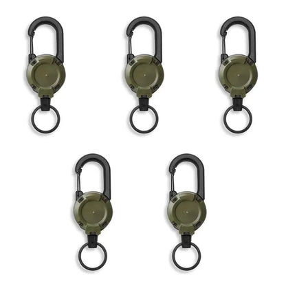 Retractable Heavy Duty Pull Reel Carabiner Strong Steel Wire Rope Buckle Spring Key Ring Outdoor Sporty attachment Keychain Tool