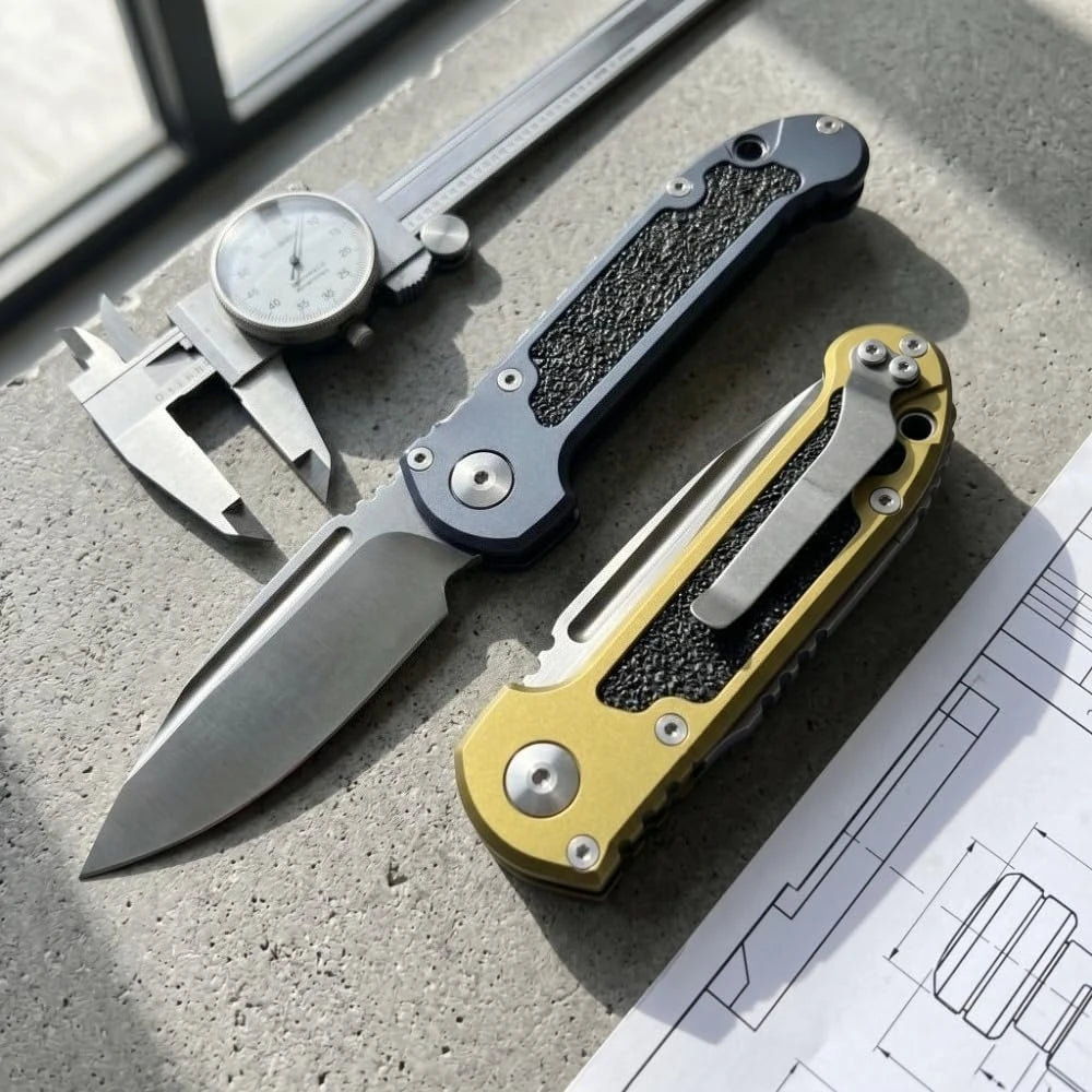 Gen III EDC Folding Pocket Knife D2 High Hardness Blade Sturdy Aluminium Handle with Pocket Clip One Hand Operation, Outdoor Fishing Camping Gear for Carry Daily