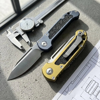 Gen III EDC Folding Pocket Knife D2 High Hardness Blade Sturdy Aluminium Handle with Pocket Clip One Hand Operation, Outdoor Fishing Camping Gear for Carry Daily