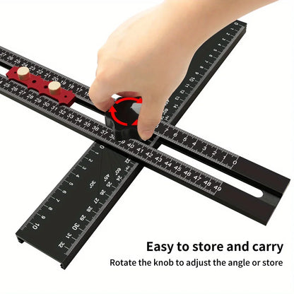 2-in-1 Adjustable T Square Drilling Positioning Ruler Aluminum Cabinet Drawer Hardware Hole Drilling Template Kit