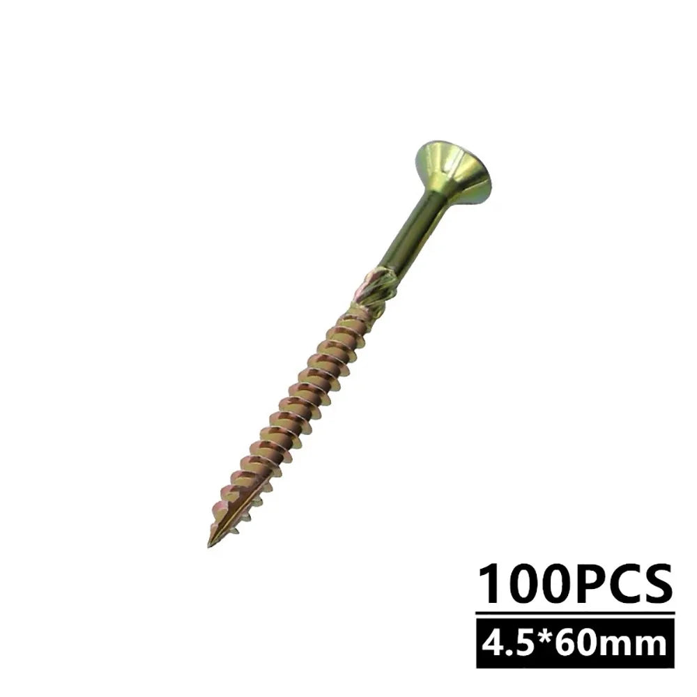 100Pcs/Pack 35mm 45mm 60mm 80mm Self-tapping Screw M5 Flat Head Torx T25 Screws Galvanized Woodworking Screws Hardware Tools