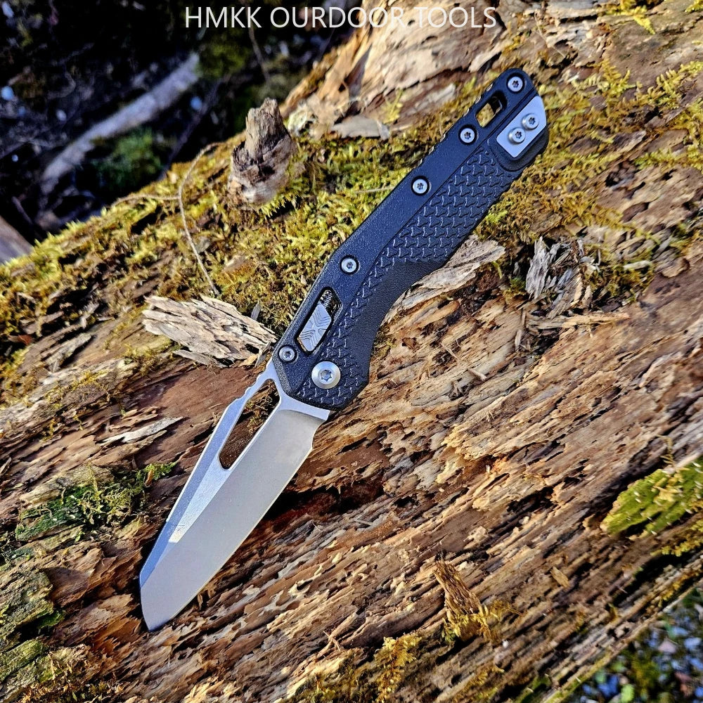 Folding Black Knife 8Cr13Mov Folding Pocket Knife, Ergonomic Nylon Fiber Handle EDC Tool for Outdoor Camping, Hiking Knife