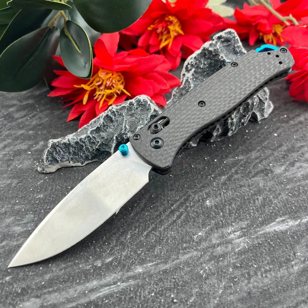 BM 535/533-3 Bugout AXIS LOCK Outdoor Folding Blade Knife Pocket Wilderness Adventure Backpacking Utility Cutter Carbon Fiber Durable Handle Camping Hiking Fishing Compact Tools Gift