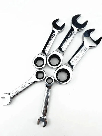 Short handle adjustable head ratchet wrench mini fast ratchet wrench labor-saving auto repair hardware dual-purpose wrench tool