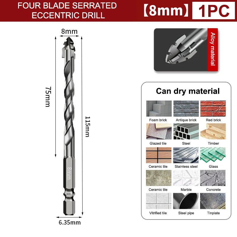 7pcs/sets Tungsten Steel Serrated Drilling Bit Set For Ceramic Plastic Tile Ceramic Glass Concrete