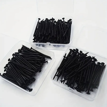 50pcs Black High-strength M3.5 Coarse Thread Screws with Countersunk Head Self-Tapping for Drywall Gypsum Board