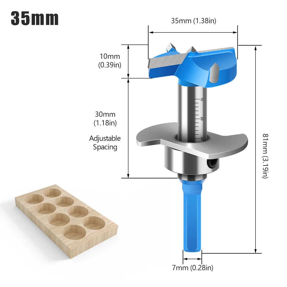 15mm-35mm Cobalt Steel Forstner Drill Bit Set