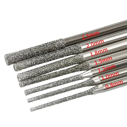 10Pcs 0.8-2.5mm Diamond Coated Drill Bits 2.35mm Shank Silver Polishing Head Grinding Burr Bits Glass Jade Amber Jewelry Diamond