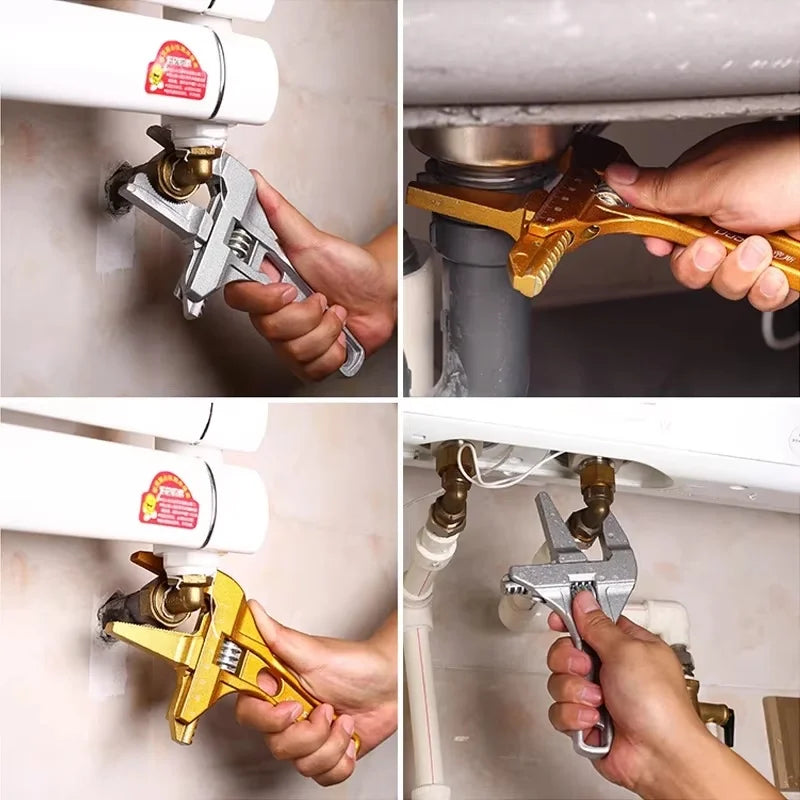 Multifunctional Bathroom Wrench High Carbon Steel Short Handle Wrench Large Opening Faucet Sink Water Heating Installation Tool