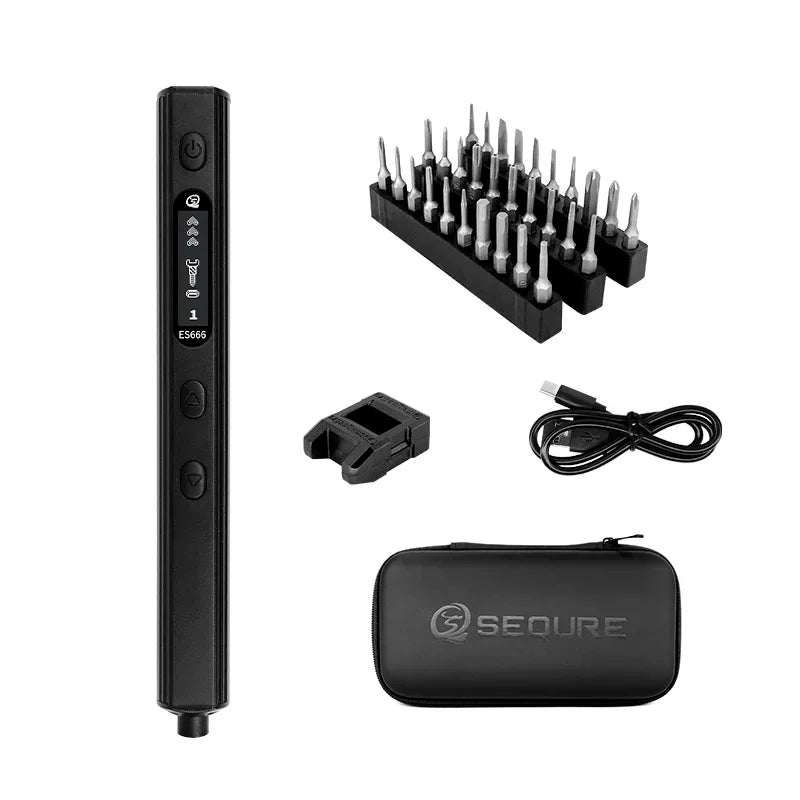 SEQURE ES666 Precision Electric Screwdriver OLED Handle Portable Power Tool Kit Support Sensing | Fixed | Automatic Working Mode