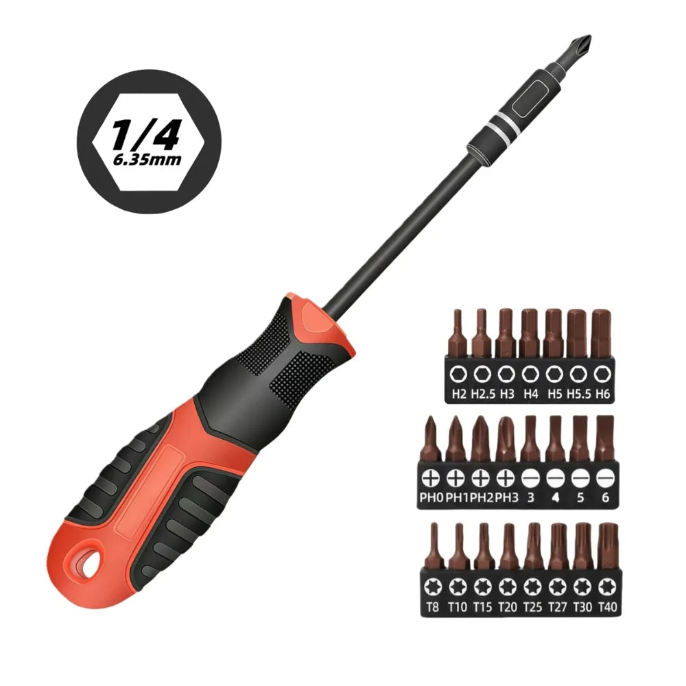 24In1 Socket Screwdriver Set Magnetic Bit Cross Flat Shaped Screwdriver Head Detachable Multifunctional Handheld Repair Tool Set