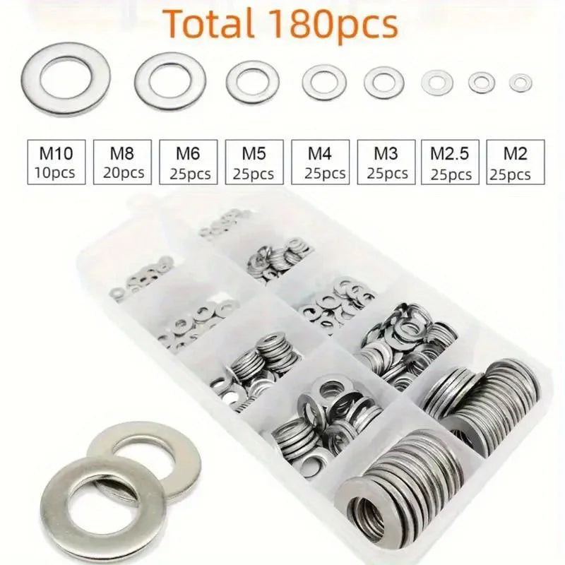 80-580pcs Aluminum Flat Washer Assortment Kit Aluminum Flat Washers M2 M2.5 M3 M4 M5 M6 M8 M10 M12 Washer Flat Ring Gasket Rings