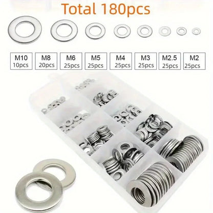 80-580pcs Aluminum Flat Washer Assortment Kit Aluminum Flat Washers M2 M2.5 M3 M4 M5 M6 M8 M10 M12 Washer Flat Ring Gasket Rings
