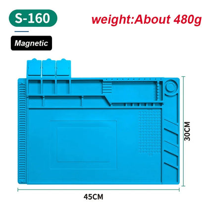 Magnetic Mat Silicone Repair Mat Circuit Board Soldering Pad Heat Resistant 932°F Anti-Static for ESD Iron Phone Repair