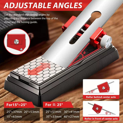 Saker Chisel Sharpening Jig,Wood Honing Guide with Whetstone - one size, Red [3]
