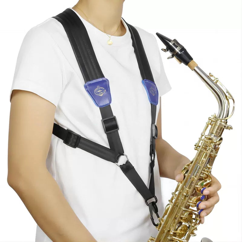 Saxophone Sax Black Double Shoulder Strap for Baritone middle size, black [6]
