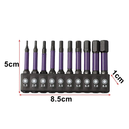 10PCS Impact Drill Bit Set S2 Steel Hex Head Shank Magnetic Screwdriver Driver Bits Holder Wrench Electric Drill Tools