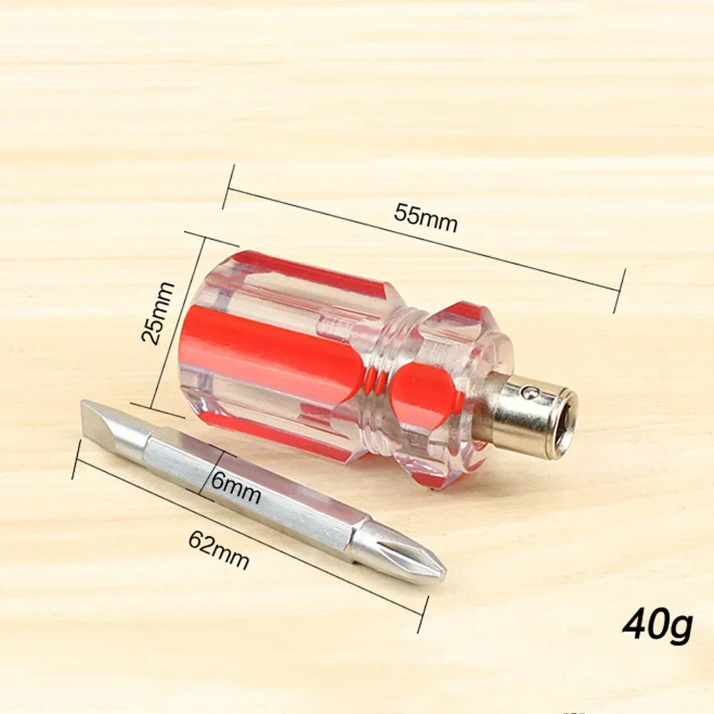 1pc Short Handle Screwdriver Set Portable Encapsulation/Crystal Radish Handles Flat Crosshead Screwdrivers For Repairing Tools