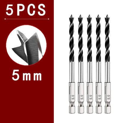 3/5/7PCS 3/4/5/6/7/8/10mm 1/4 Hexagonal Handle Three Pointed Woodworking Drill Bit Set Woodworking Hole Reaming Power Tool