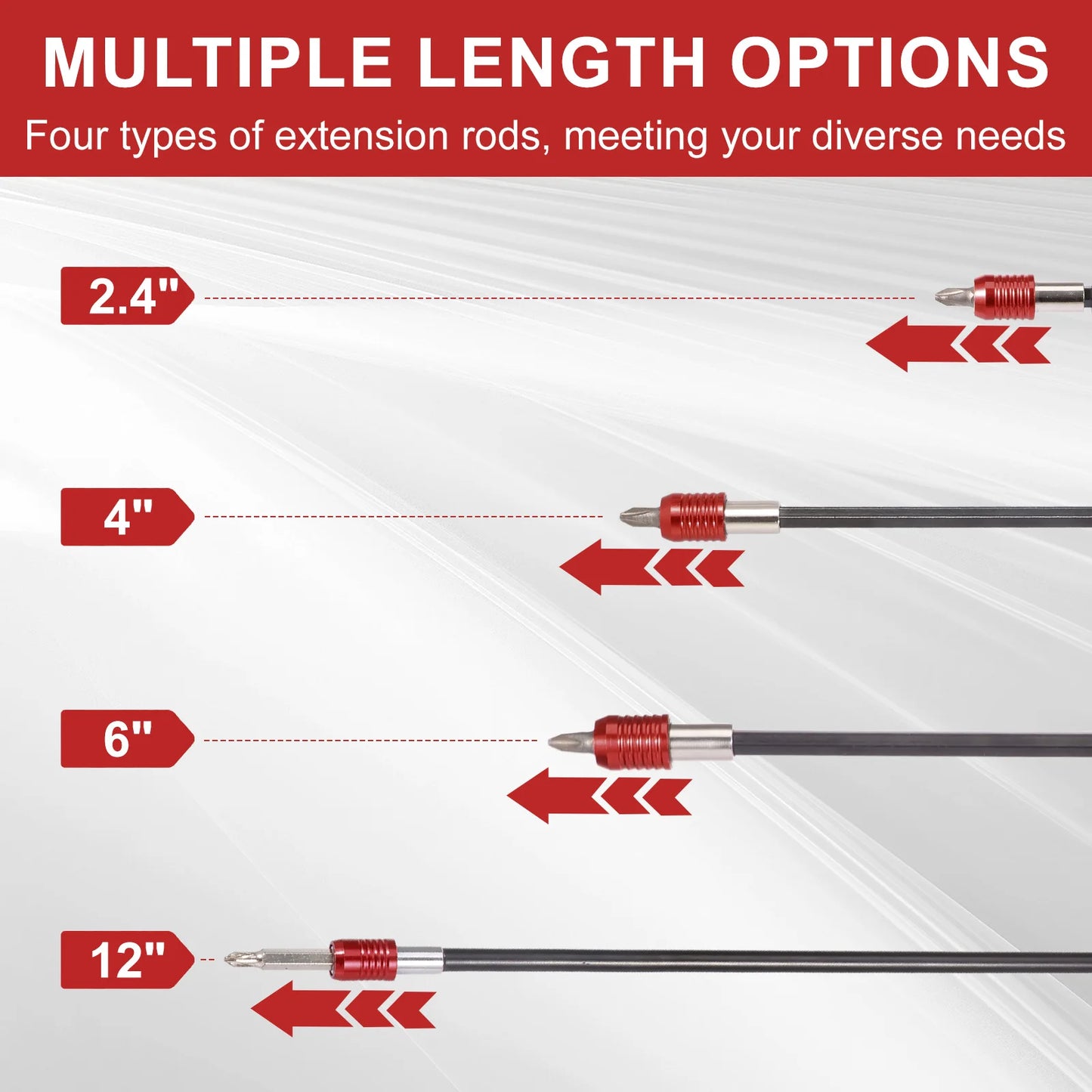 Magnetic Drill Bit Extension Set 1/4 Hex Shank Quick Release Impact Driver Extender Bar Dual Lock Screwdriver Holder 12 Inch Lon