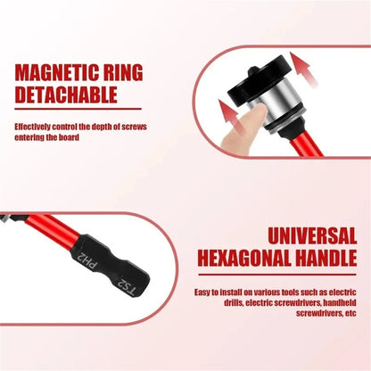 Magnetic Positioning S2 Screwdriver Bit,Drywall Screw for Plasterboard Gypsum Board Locating,1/4" Hex Shank Screw Batch Head PH2