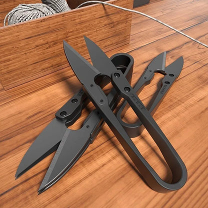 1pc Black Carbon Steel U-shaped Shears Stainless Elastic Scissors Clothing Needle Thread Knitting Supplies Scissors Accessories