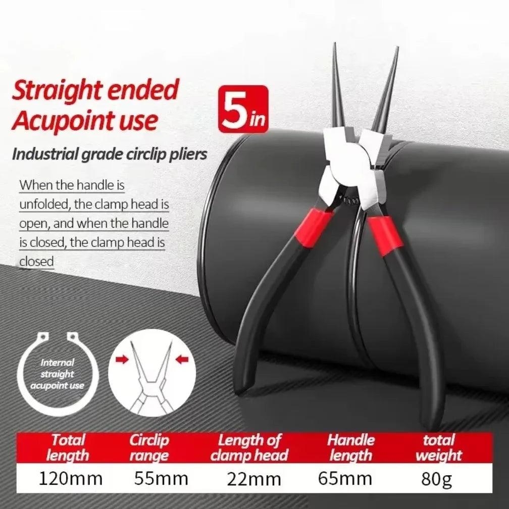 5-In Circlip Pliers, Needle Nose Pliers, Retaining Ring Pliers, for Removing Installing Puller Locking Rings Shafts