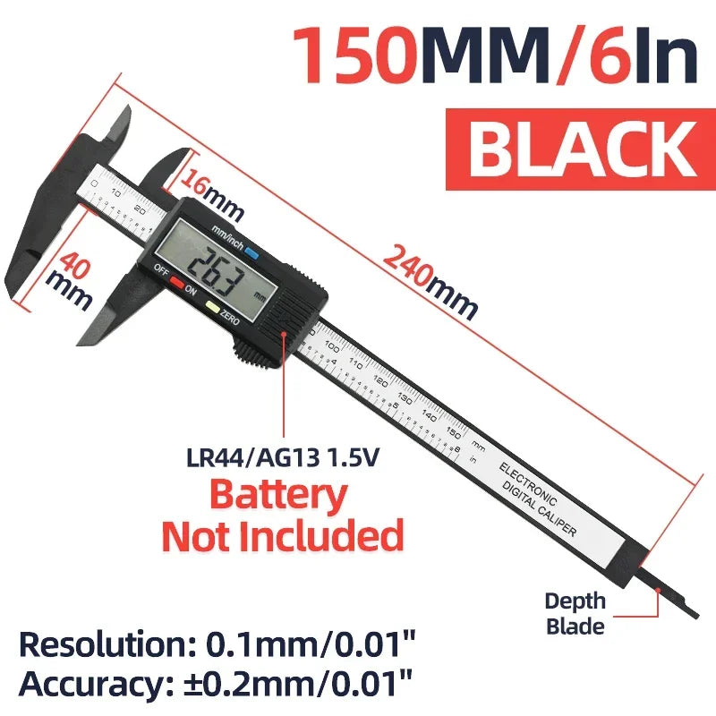 Electronic Caliper Digital Pachometer Plastic Big Screen Thickness Gauge Woodworking Tool Measuring Instruments Vernier Calipers