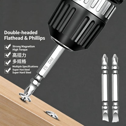 Premium S2 Alloy Steel 2-in-1 Screwdriver Bits High Hardness Strong Magnetic Cross Slotted Bit Set for Home & Car Repair