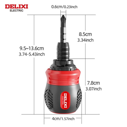 Screwdriver Set of 13 Pieces, Ratchet Set, Multi-functional Cross and Diagonal Use, Extendable, Mini , Household Manual Tool
