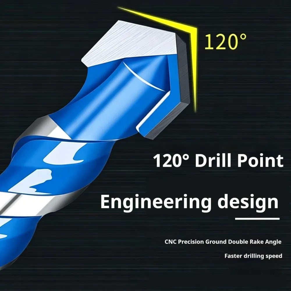 Blue Multifunction Carbide Masonry Drill Bit,Triangle Shank Tile & Concrete Drill Bits for Ceramic, Brick, Glass & Wood Drilling