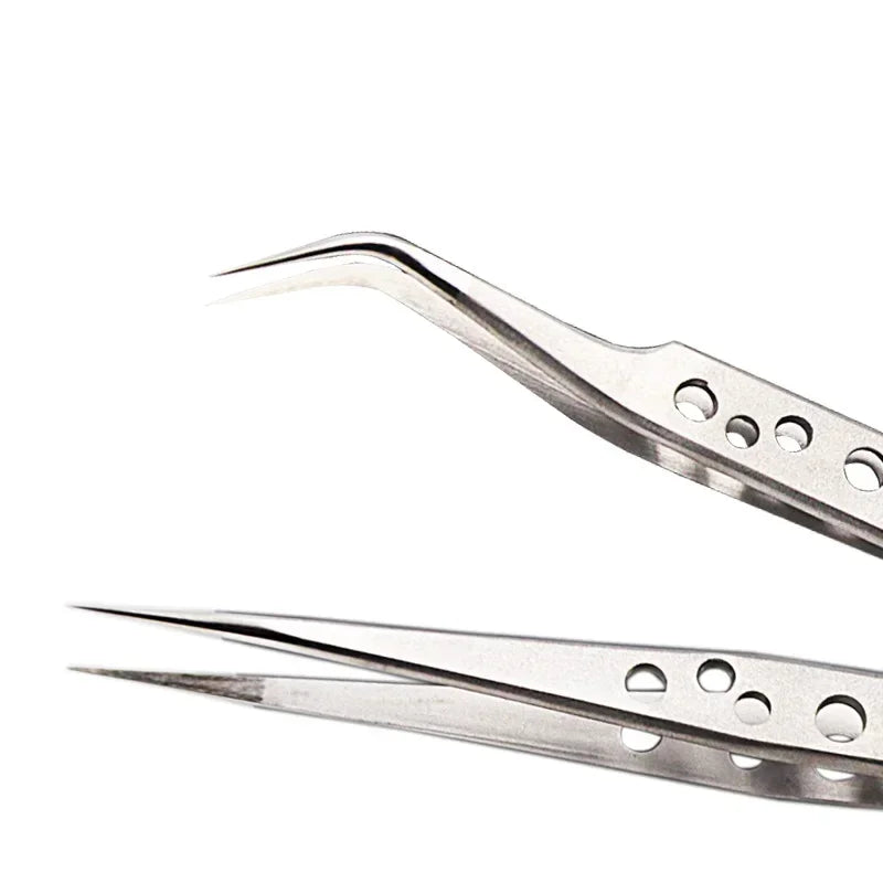 Industrial Tweezers Precision Anti-static Magnetic Soldering Stainless Steel Curved Tip Tweezers CPU IC Repair Clips Hand Tool
