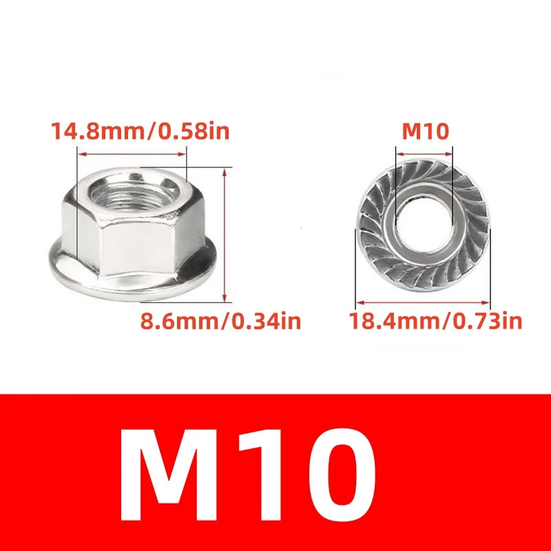 M8/M10 T-Bolt Kit 304 Stainless Steel (A2-70) - T-Screws Locking Tooth Flange Nuts - for Solar Panel Mounting PV Rails Greenhous