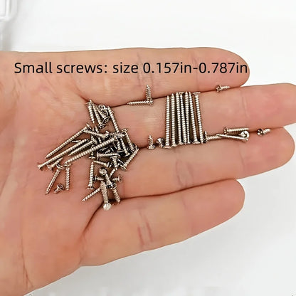 Box of 560 Self-Tapping Wood Screw Set - Includes 8 Different Sizes of M2 Flat Metal Screw Classification Kit