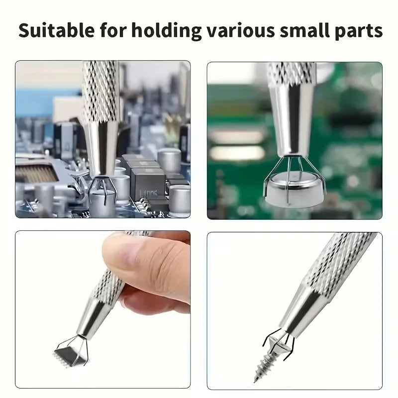 4-Claw Precision Tweezers for Jewelry Making, Soldering & Repair, Ergonomic Grip Metal Tool