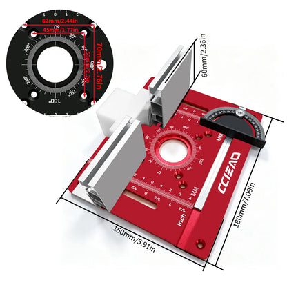 Router Insert Plate Full Kit Aluminum Router Table Base Miter Gauge Sliding Hardware Dual Scale Benchtop Wood Router Woodworking