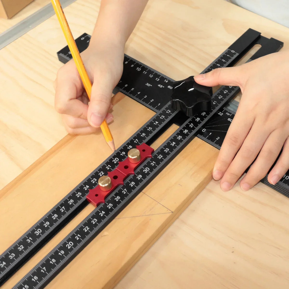 2-in-1 Adjustable T Square Drilling Positioning Ruler Aluminum Cabinet Drawer Hardware Hole Drilling Template Kit