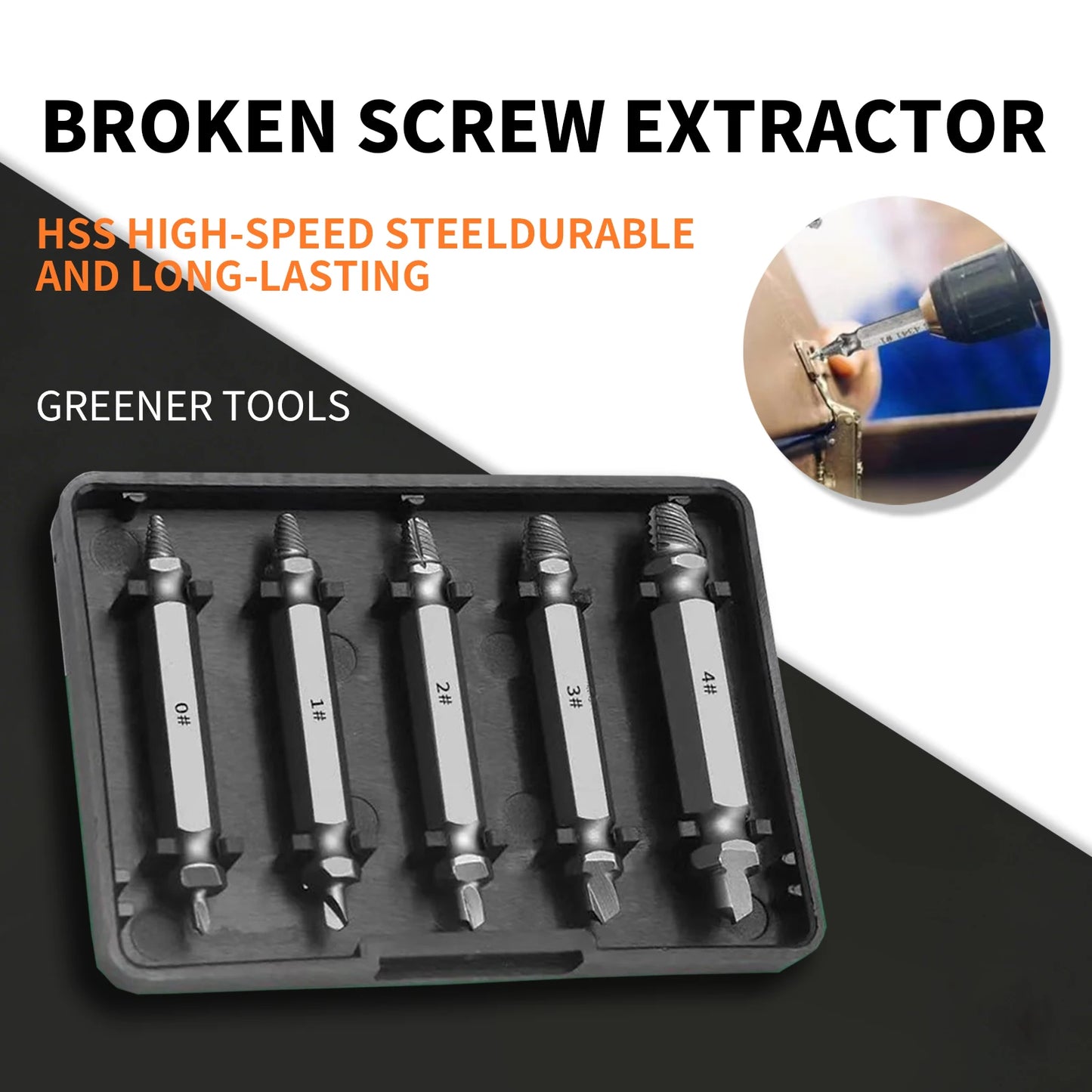 5pcs Broken Screw Extractor Set HSS Screw Extractor Drill Bit Damaged Bolt Remover Tool Kit