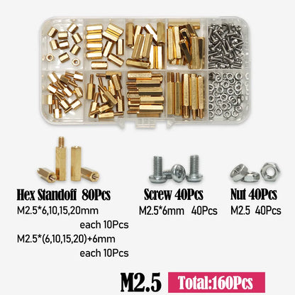 Brass M2 M2.5 M3 M4 PCB Standoffs Kit