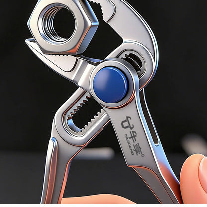 4 Inch Mini Groove Joint Pliers with Push Lock V Jaw Fast Adjustable for Tight Spaces Multi Surface Grip