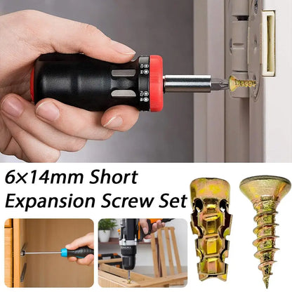 30/50/100pcs 6x14mm Short Expansion Screws Set Cabinet Door Hinge Stripped Thread Repair Screws Wall Anchors Fixer