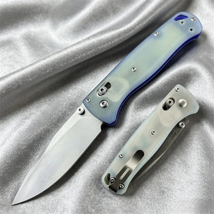 BM 535 Transparent Blue Folding Pocket Knife S30V Blade Non-Slip G10 Handle Portable EDC Tool for Outdoor Camping Daily Use Gift