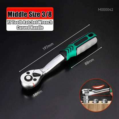 72/24 Tooth Quick Ratchet Wrench 1/2 1/4 3/8 3 Size Flying Wrenches Two-way Socket Wrench Repair Tools for Vehicle Bicycle