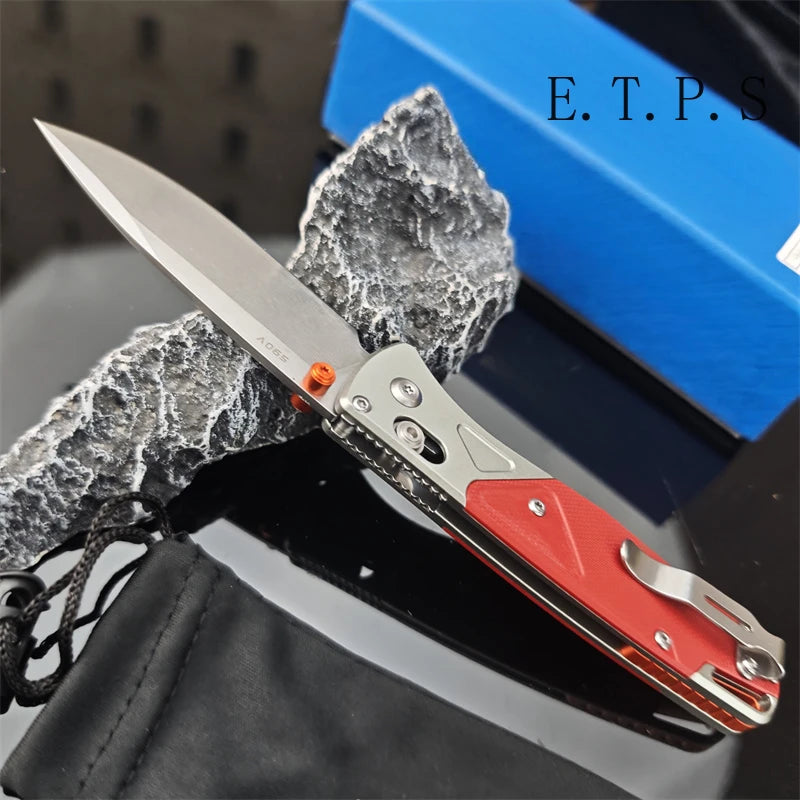 BM 535-09 Bugout AXIS Folding Knife Stonewashed Drop Point Blade Gray Aluminum Handles with G10 Outdoor EDC Tools Pocket Knives